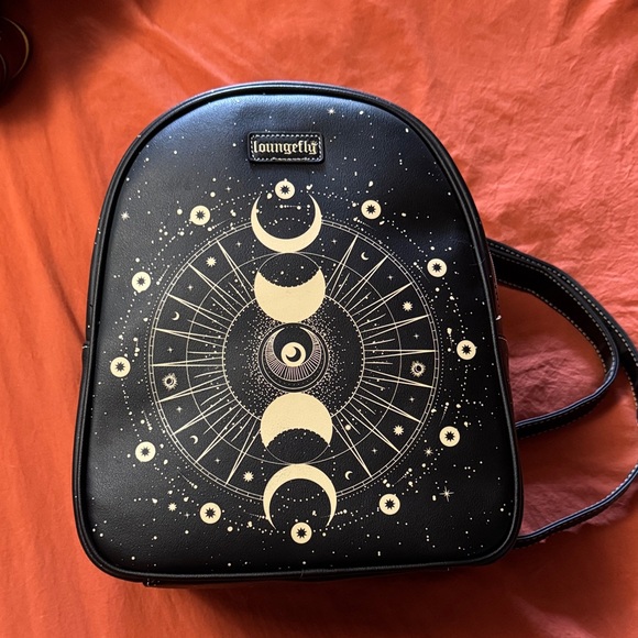 Loungefly Black and Gold Moon Phase Backpack - Picture 1 of 6